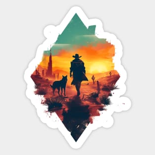 Lone Wanderer Ventures the Wasteland - Diamond Frame - Post Apocalyptic Sticker